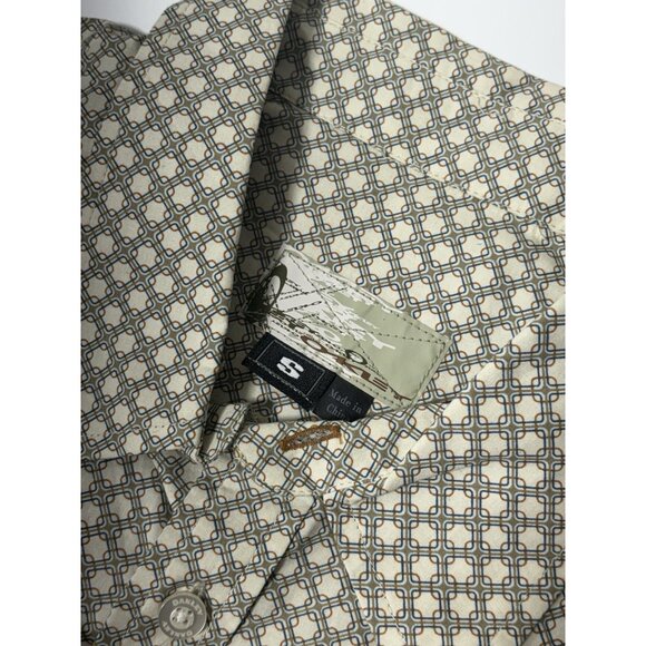 Oakley Shirt Men's Small Geometric Button Up Short Sleeve Pocket Tee - Picture 6 of 7